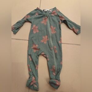 Green Gingerbread Print Baby One Piece